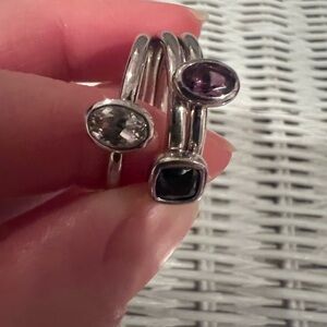 Set of 3 Stackable Gemstone Rings